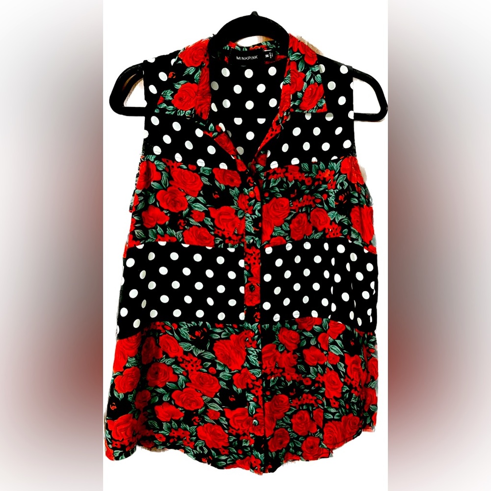 MINKPINK M Button Down tank blouse